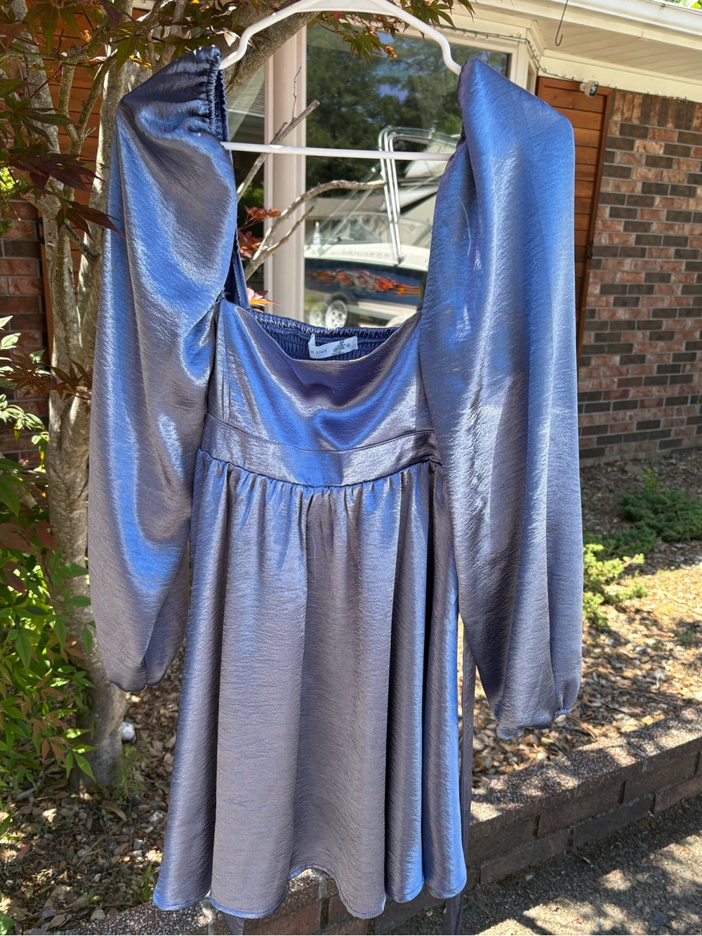 Altar’d State Metallic Blue Shimmer Mini Dress